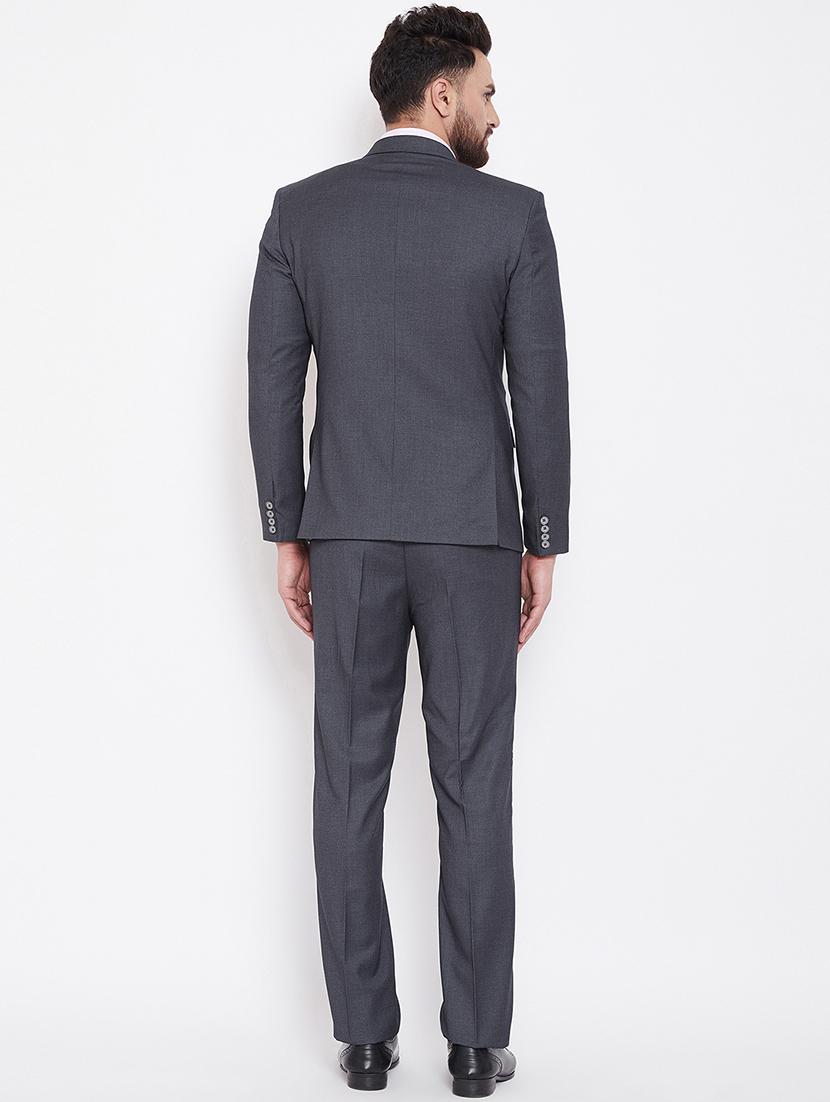 grey solid single breasted suit - 16769339 - Standard Image - 2