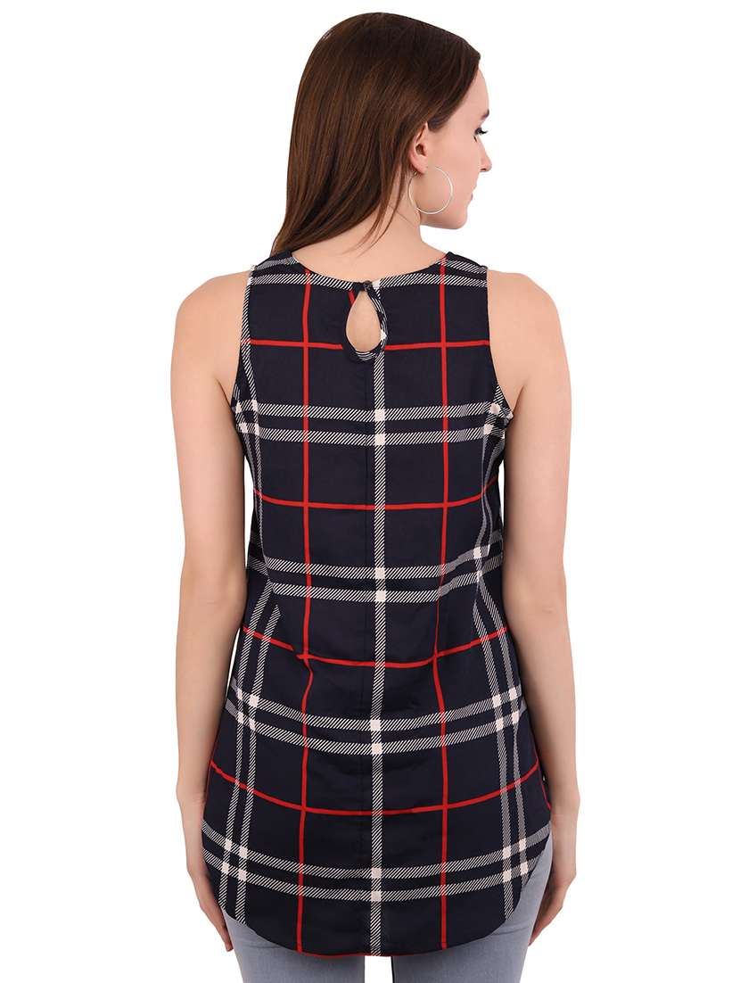 round neck checkered top  - 16769389 -  Standard Image - 2
