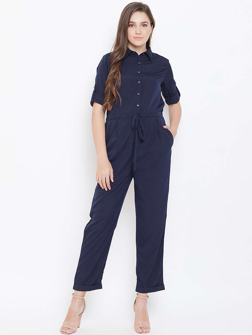roll up sleeved full length jumpsuit