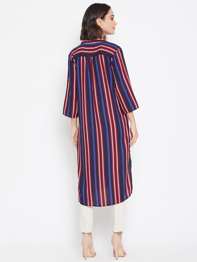 mandarin neck striped tunic - 16770682 - Standard Image - 2