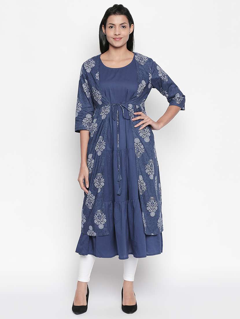 indigo layered kurta