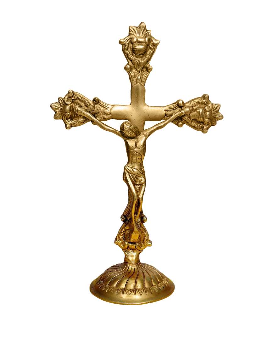  christian lord jesus cross sign brass statue