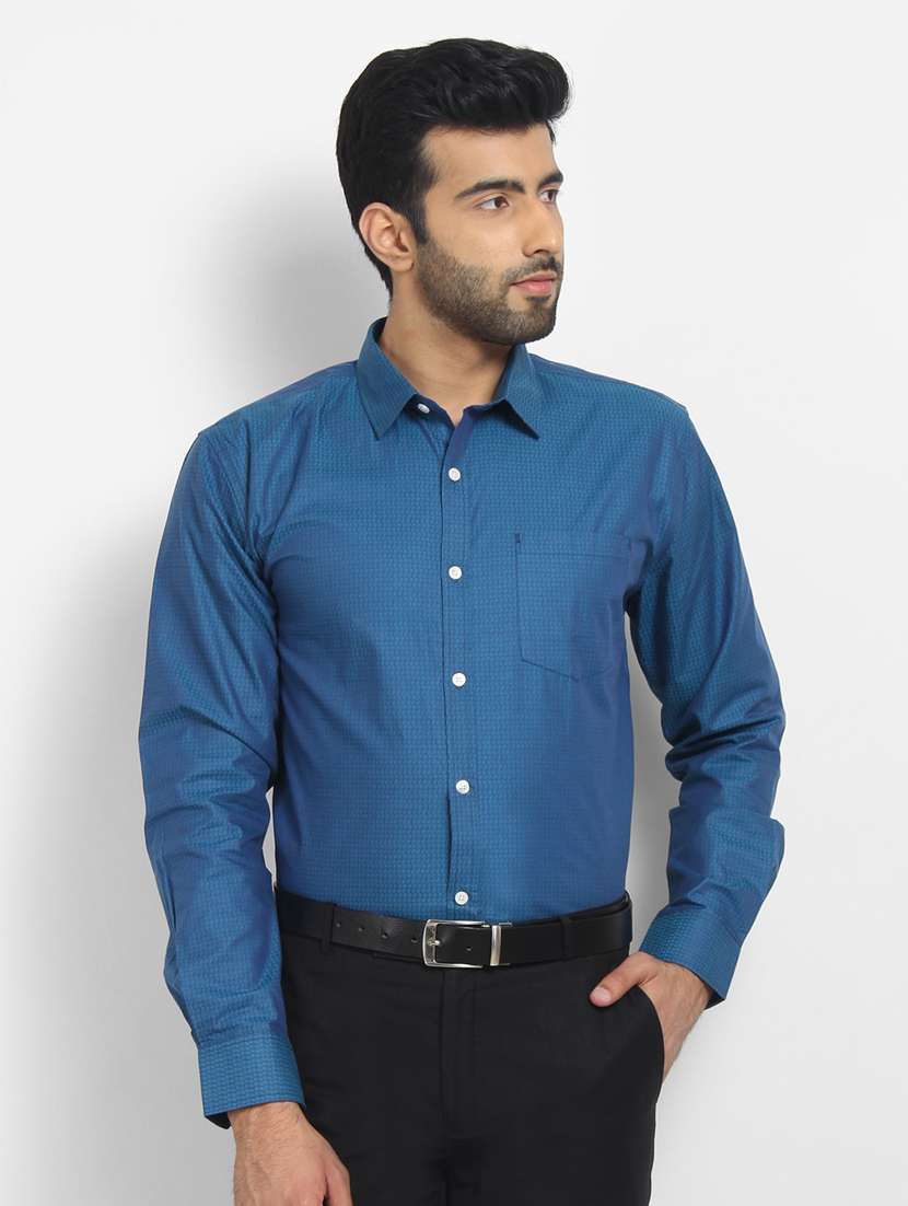 mens self design formal shirt