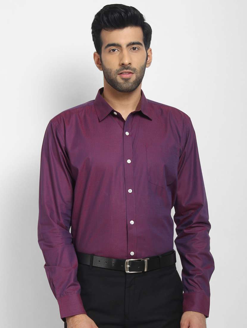 mens self design formal shirt