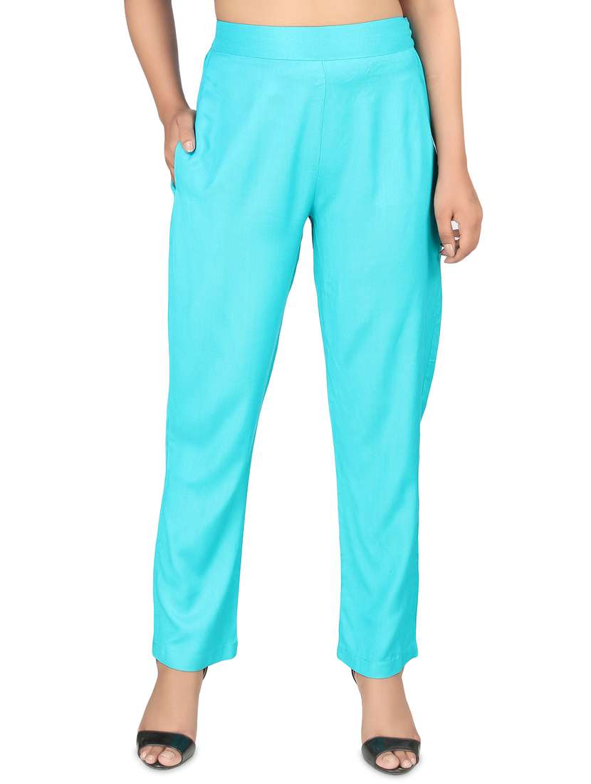 women solid flat front cigarette pants
