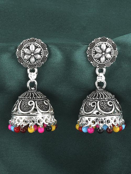 multi colored metal jhumka earring - 16774585 -  Standard Image - 0