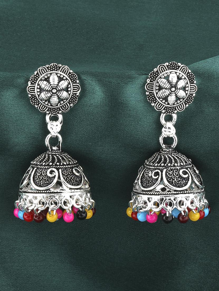 multi colored metal jhumka earring - 16774585 - Zoom Image - 0