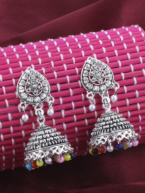 multi colored metal jhumka earring - 16774586 -  Standard Image - 0