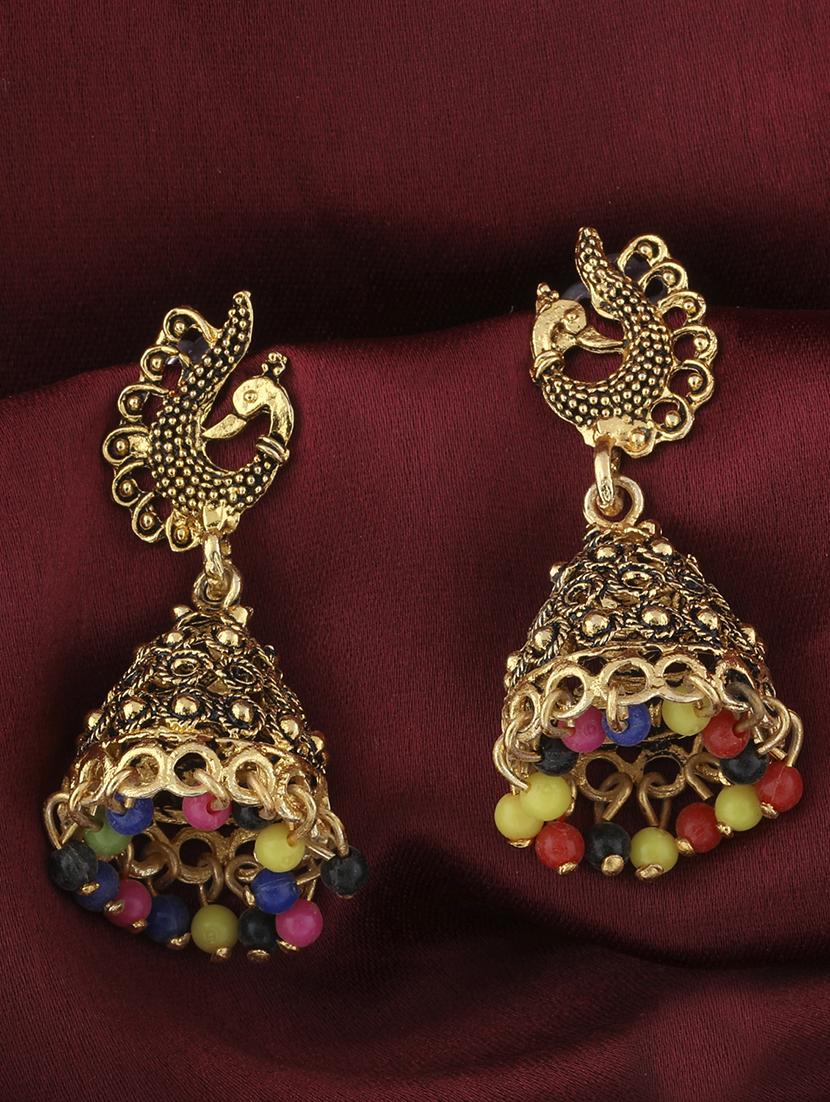 multi colored metal jhumka earring - 16774587 -  Zoom Image - 0