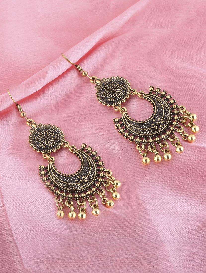 gold metal drop earring - 16774593 -  Zoom Image - 0