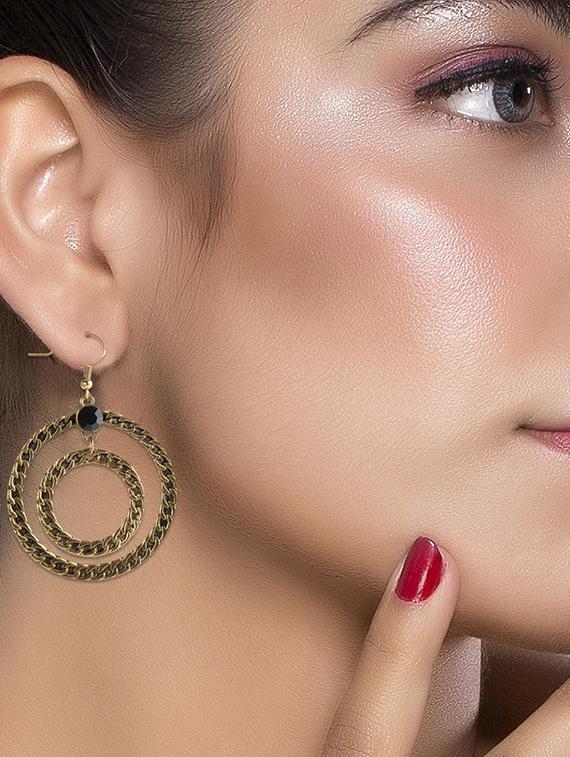 gold metal drop earring - 16774594 - Standard Image - 2