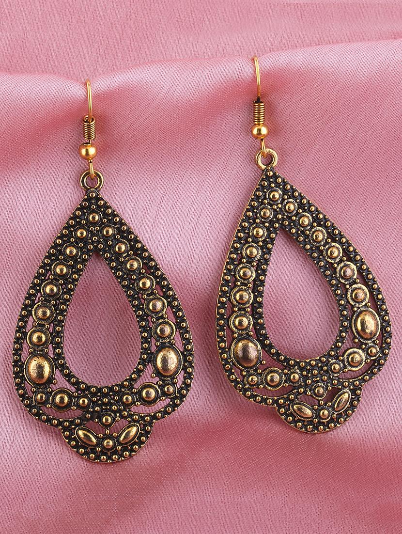 gold metal drop earring - 16774606 -  Zoom Image - 0