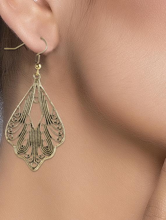 gold metal drop earring - 16774609 - Standard Image - 2