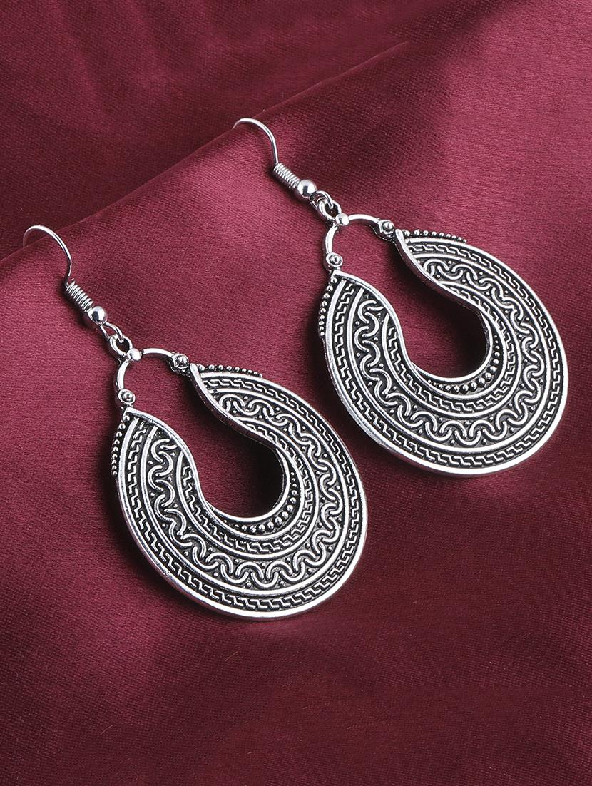 silver metal drop earring - 16774613 -  Zoom Image - 0