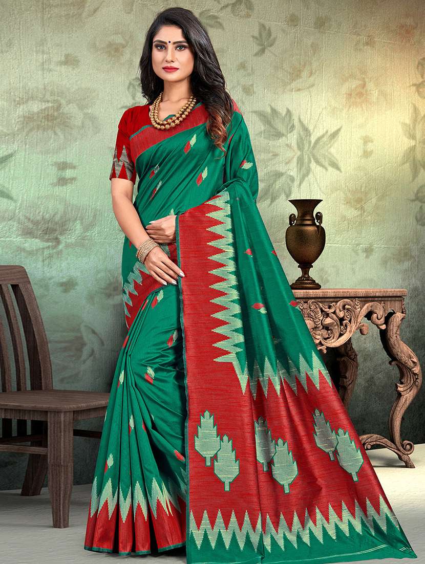 self design woven saree