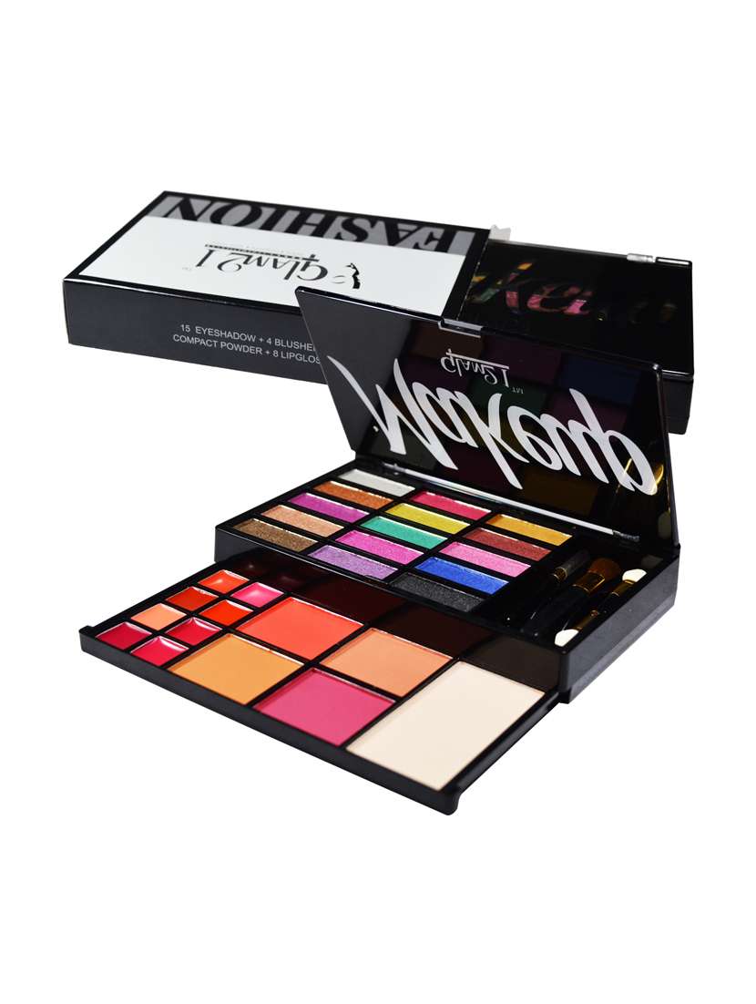 glam21 fashion makeup kit with eyeshadow, blusher, compact powder and lipgloss