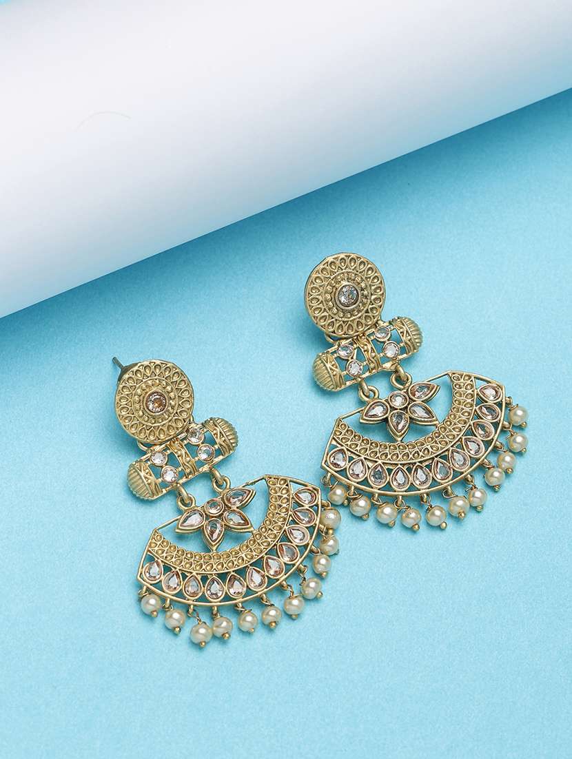 gold brass chandballi earring