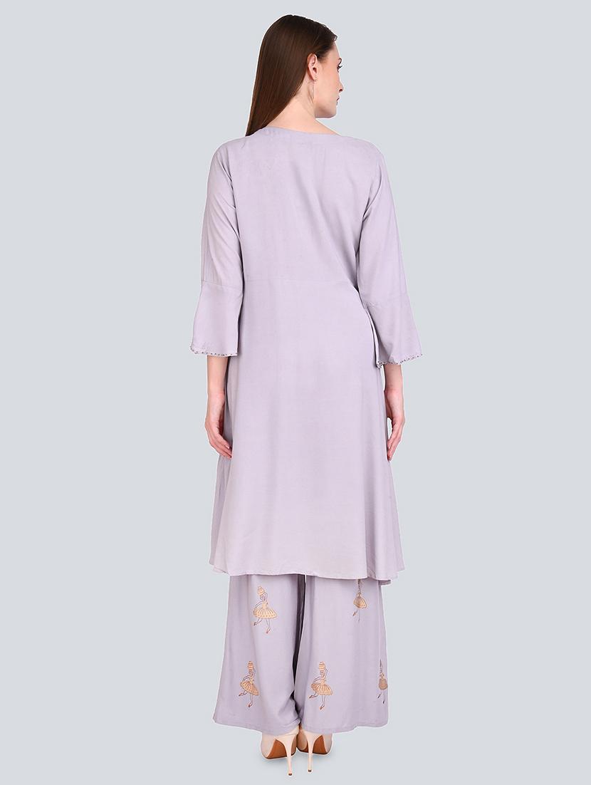 solid kurta palazzo set - 16781309 - Standard Image - 2