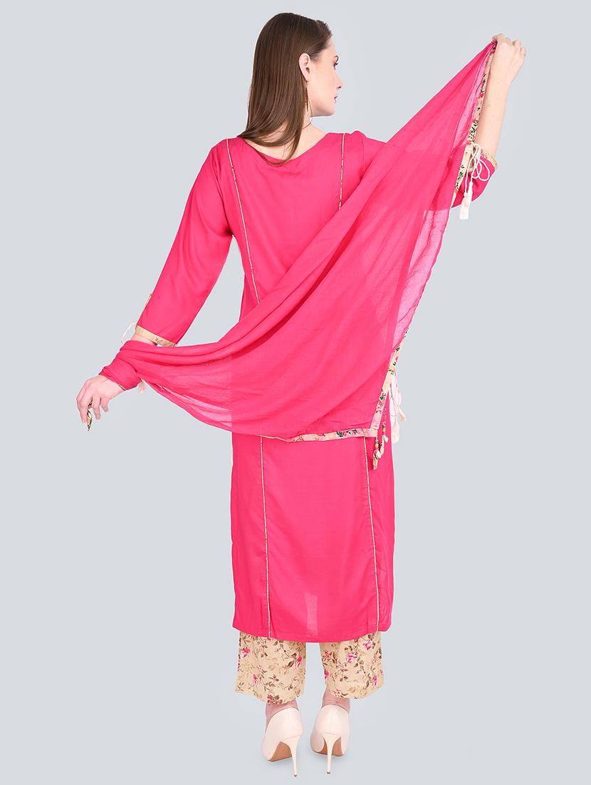 contrast yoke straight kurta - 16781345 - Standard Image - 2