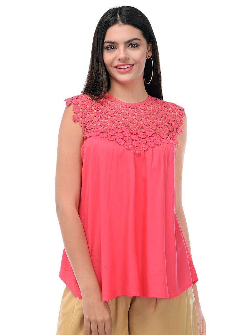 lace detail solid top 