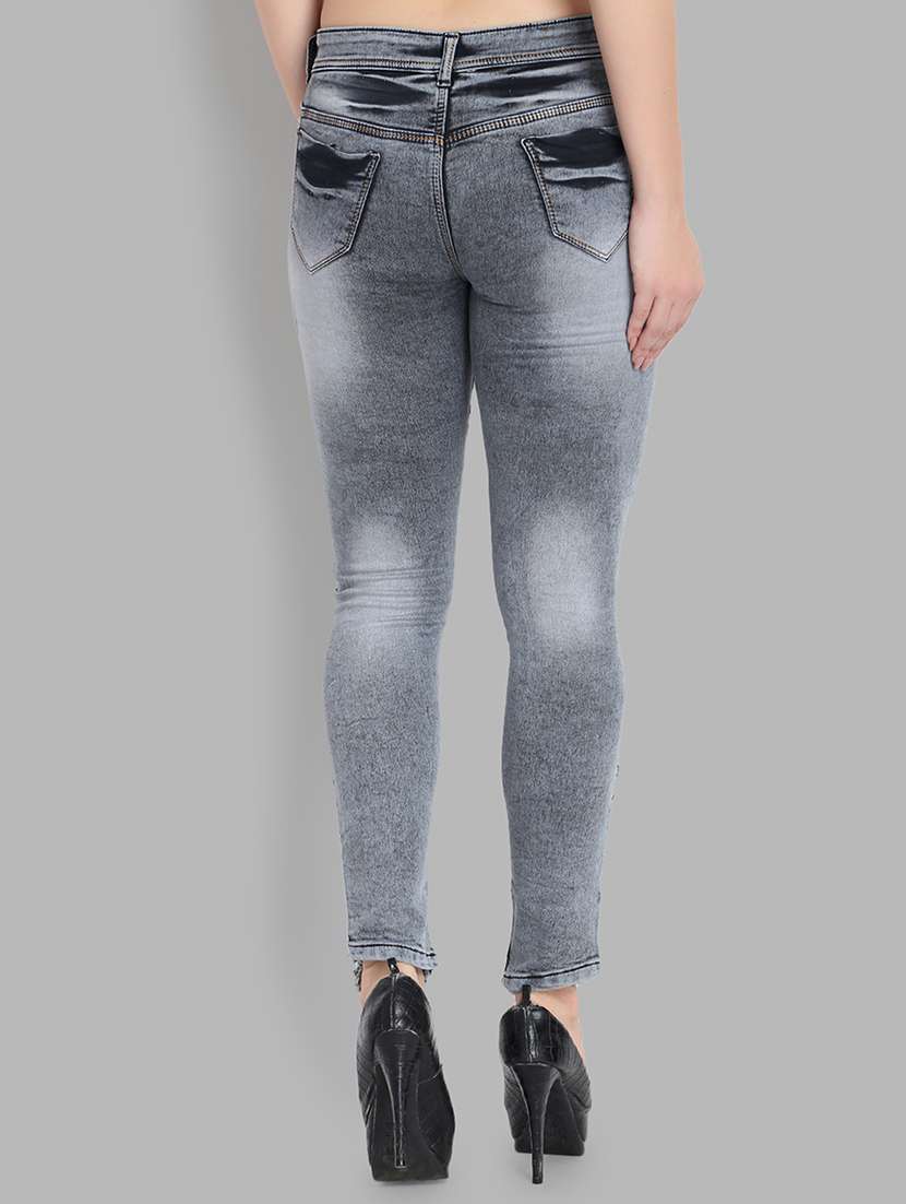 high rise frayed hem jeans - 16783513 - Standard Image - 2