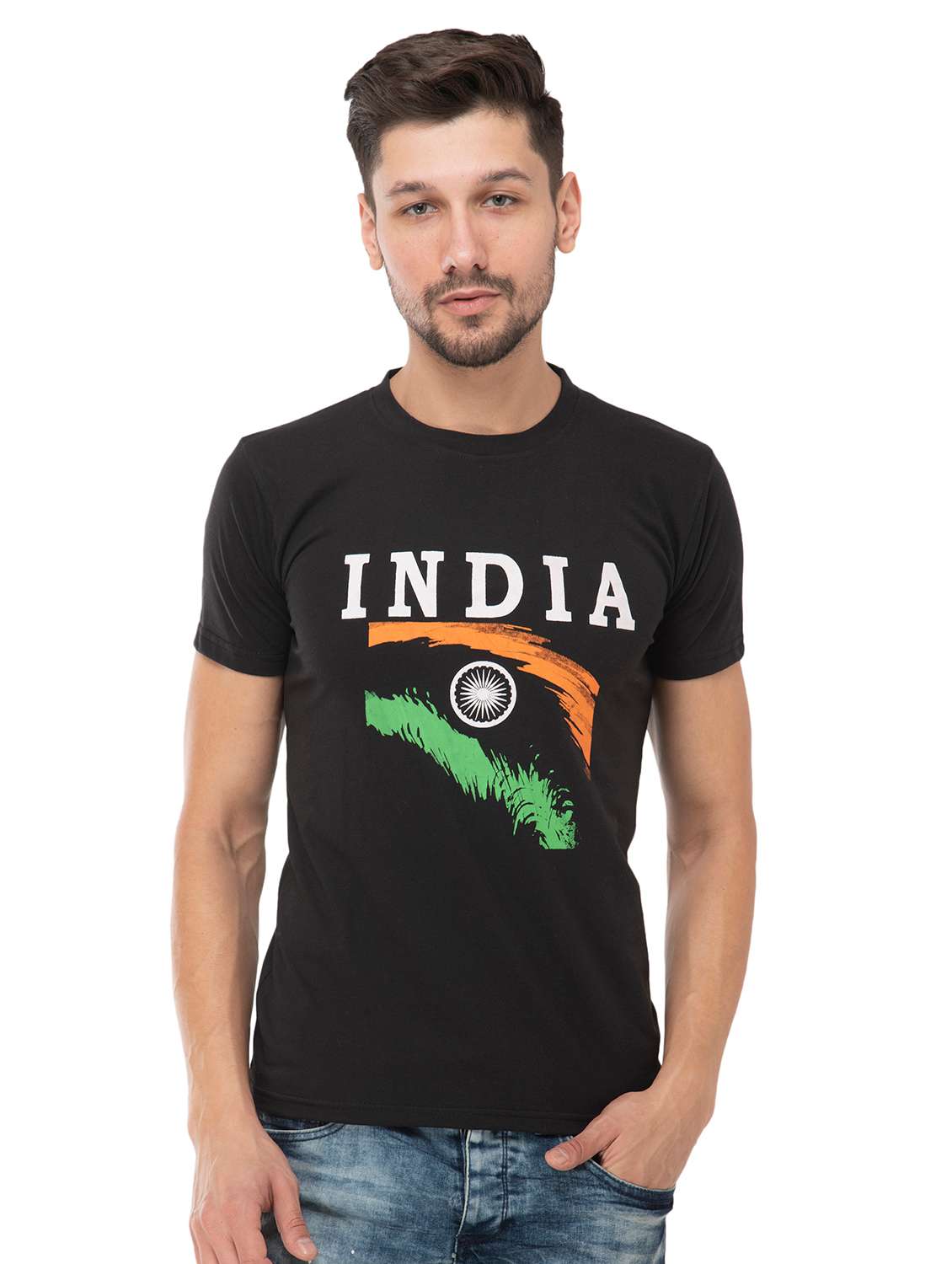 black typographic chest printed t-shirt