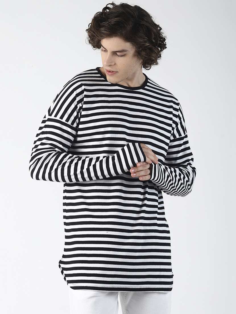black striped thumb hole t-shirt