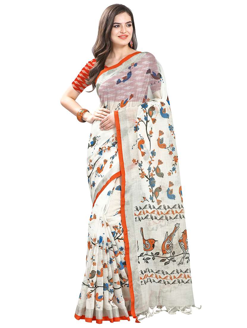 conversational handloom saree with blouse