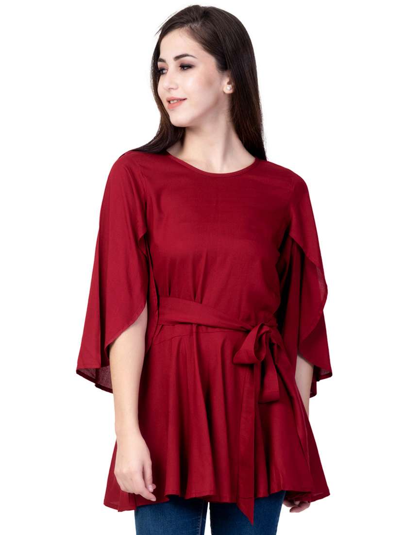 tie front bell sleeved top 