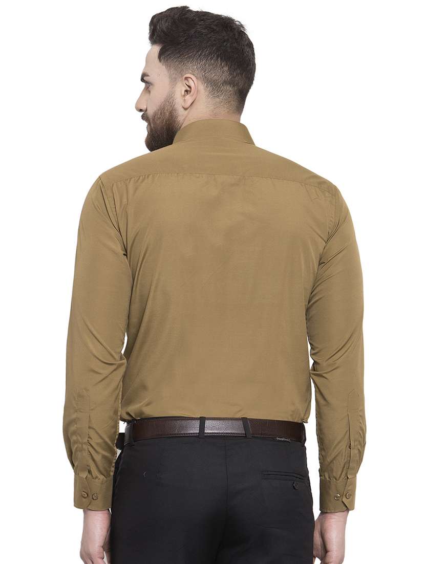 beige solid formal shirt - 16787874 -  Standard Image - 2