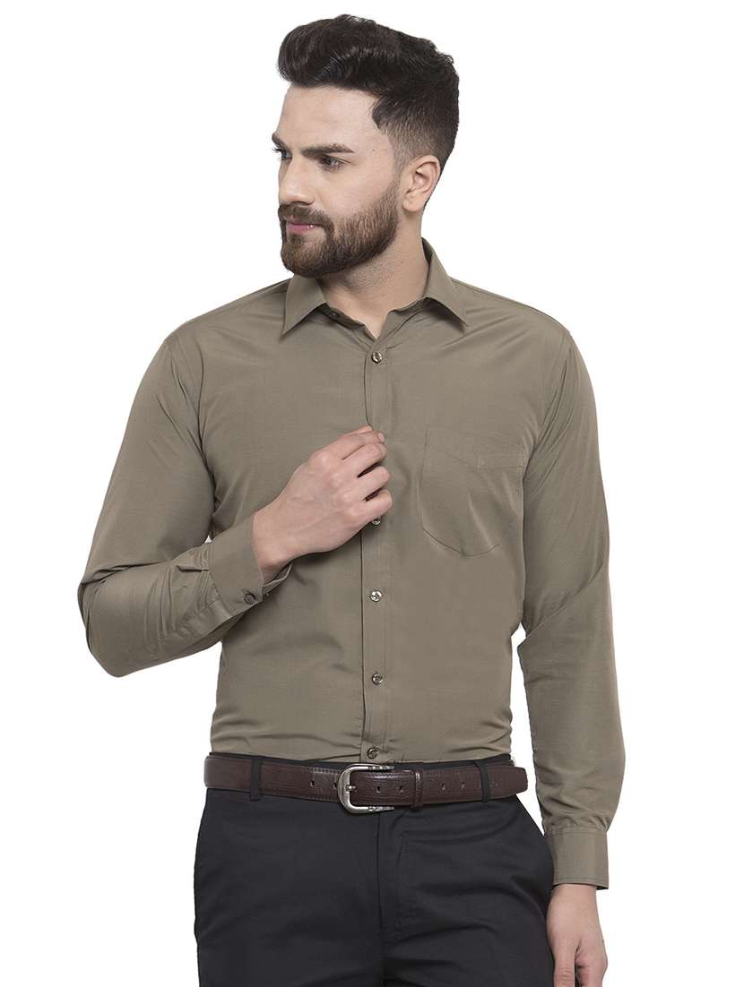 green solid formal shirt
