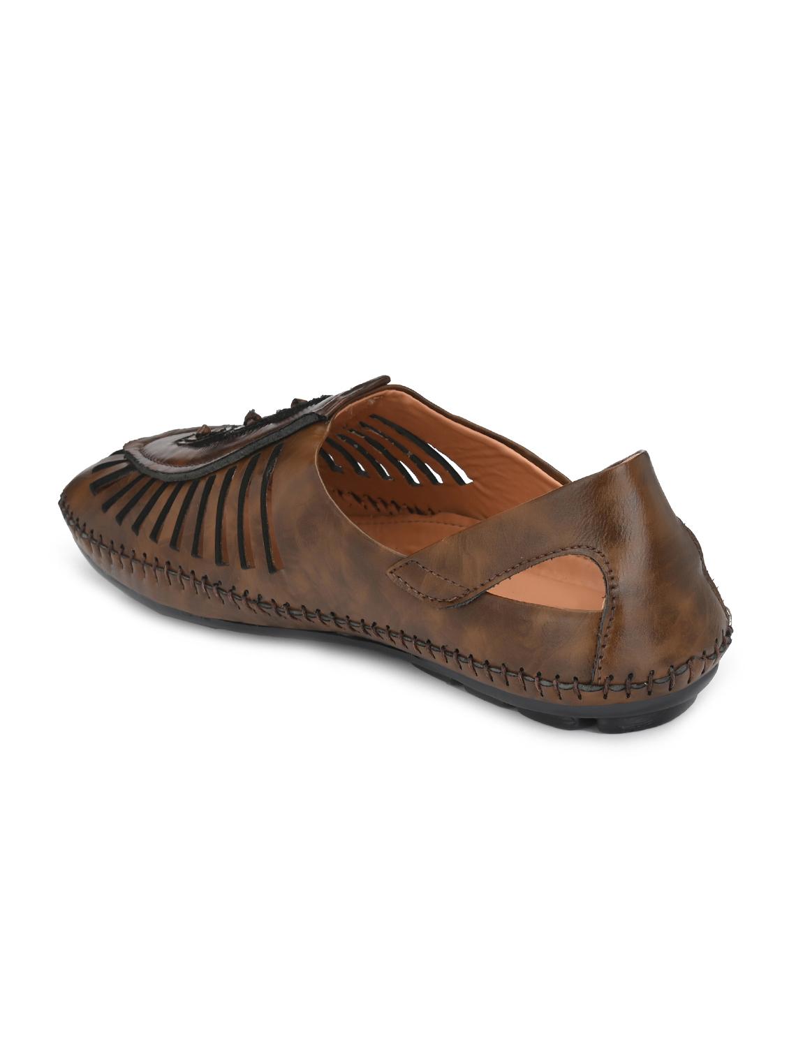 brown leatherette slip on sandals - 16790048 - Standard Image - 2