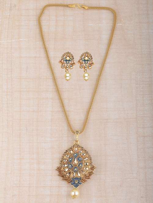 blue metal necklaces and earring - 16791212 - Standard Image - 0