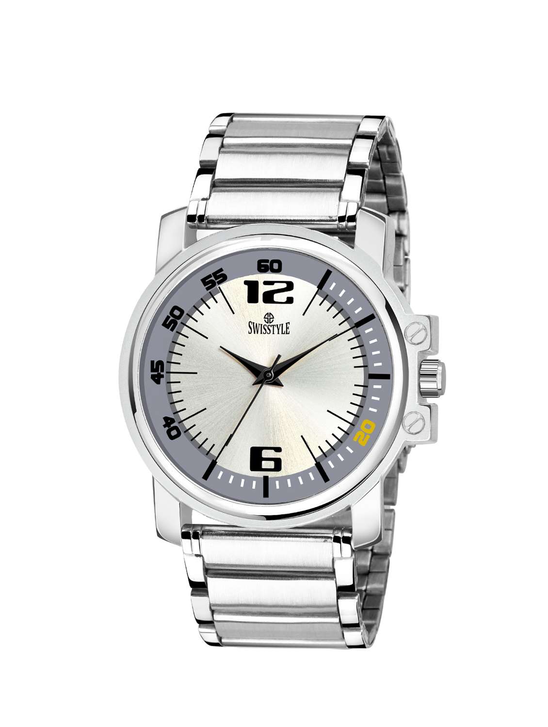 swisstyle  analog white dial men watch-ss-gr807-wht-slv-ch