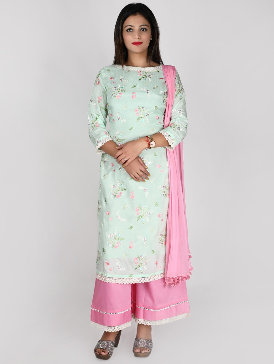 embroidered kurta palazzo set
