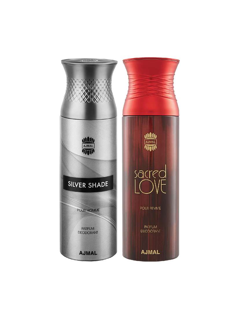 ajmal silver shade & sacred love deodorant spray - for men & women (200 ml, pack of 2)