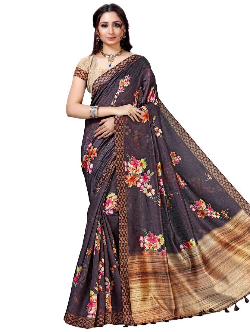 floral printed saree with blouse