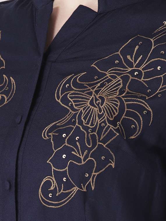 Embroider Detail High Low Dress 