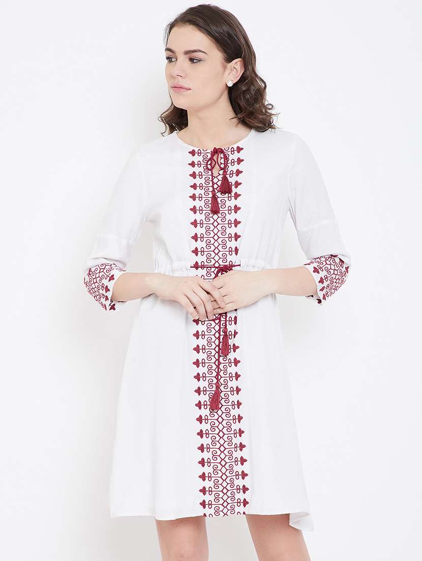 tie knot embroidered a-line dress  - 16792364 -  Standard Image - 2