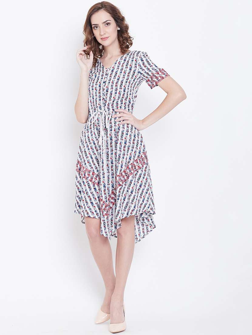 tie front floral asymmetric dress  - 16792381 -  Standard Image - 2