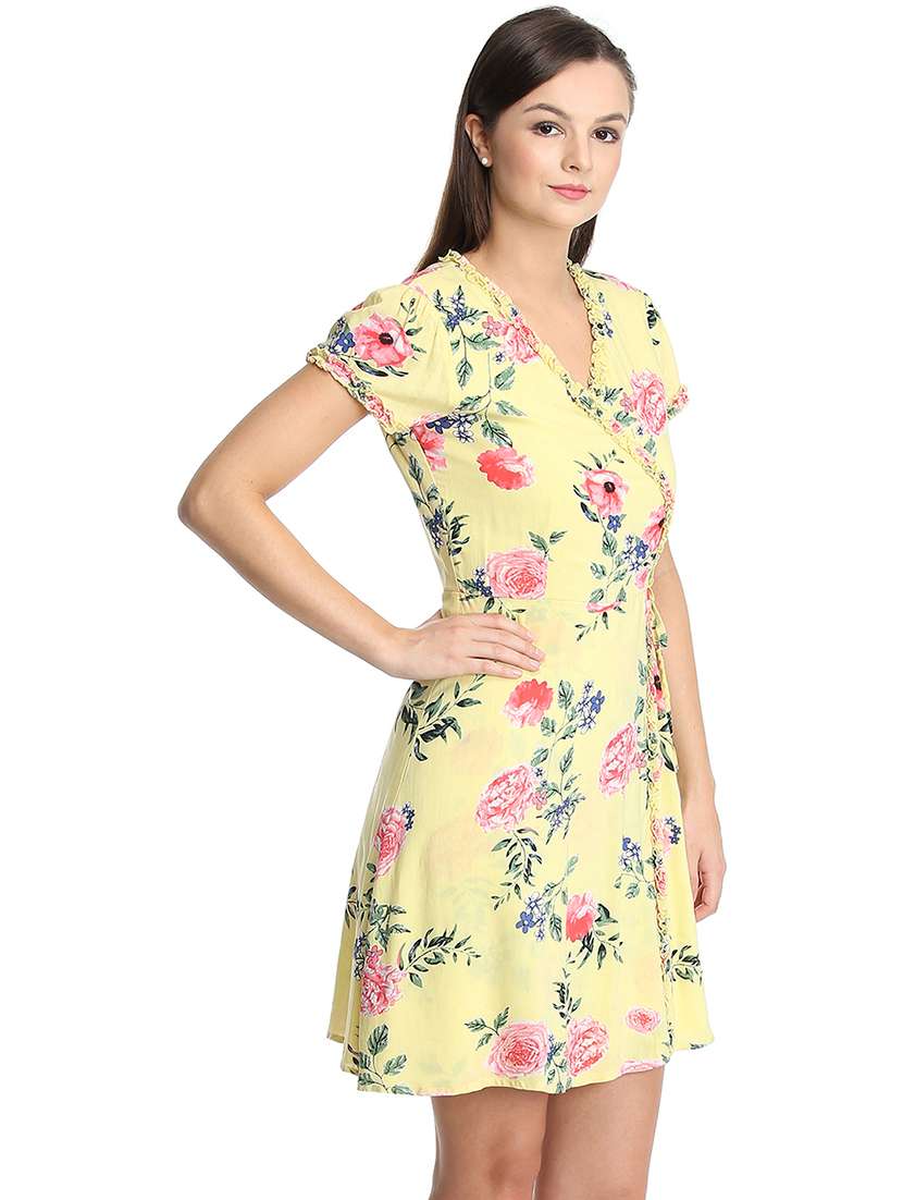 frill detail floral wrap dress  - 16792399 -  Standard Image - 2