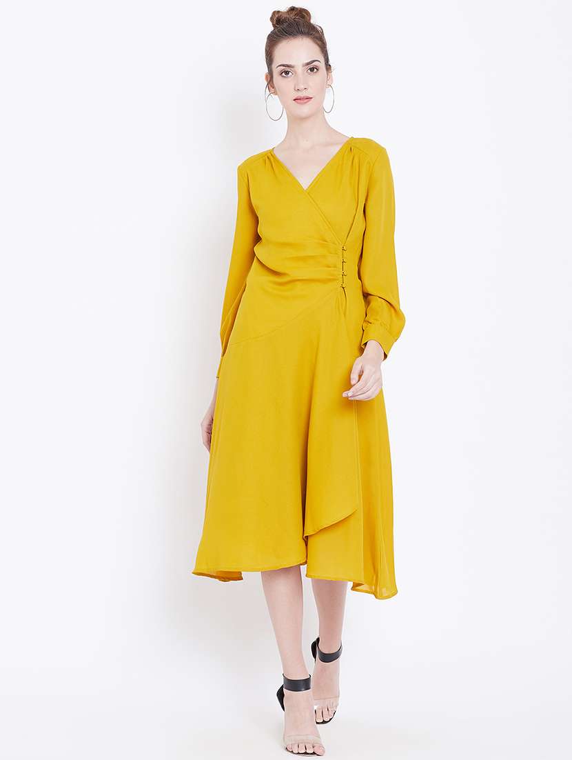women's wrap solid dress