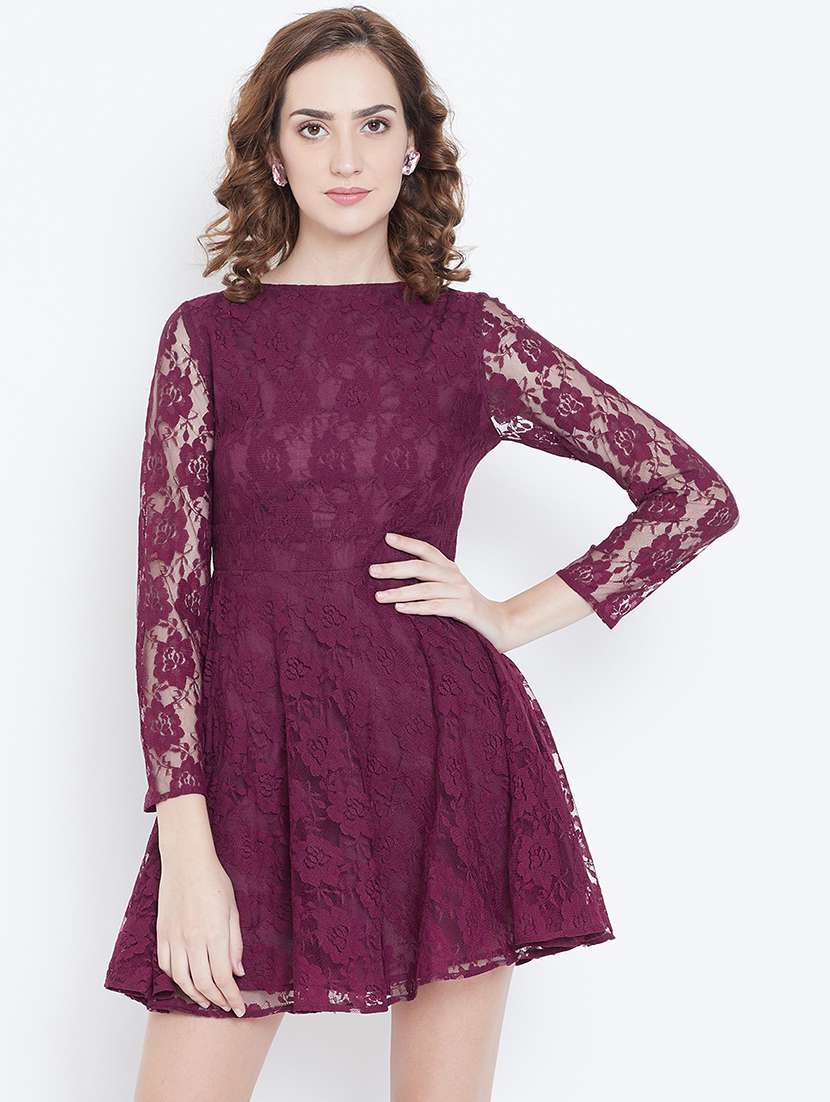 women's fit & flare self design dress