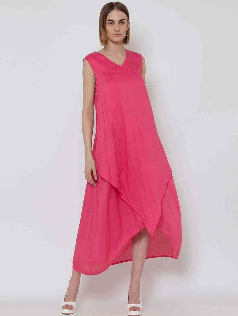 women's asymmetric solid dress