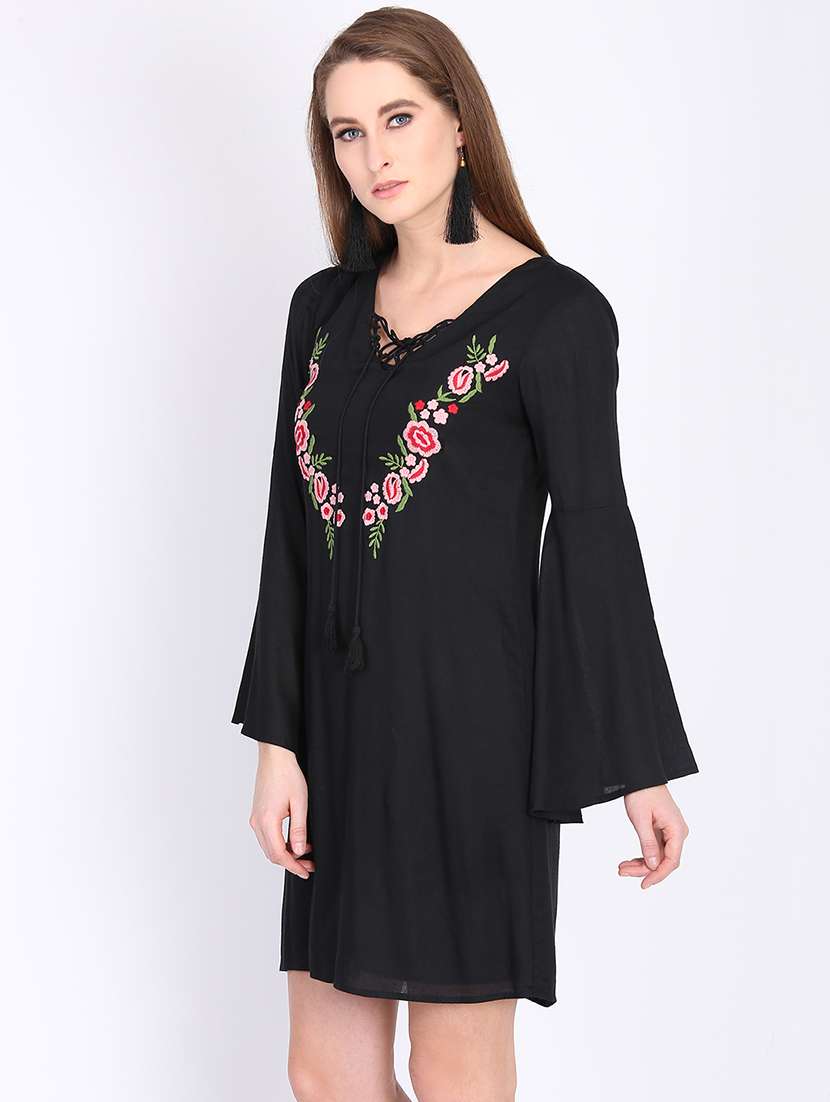 bell sleeved embroidered shift dress  - 16792455 -  Standard Image - 2