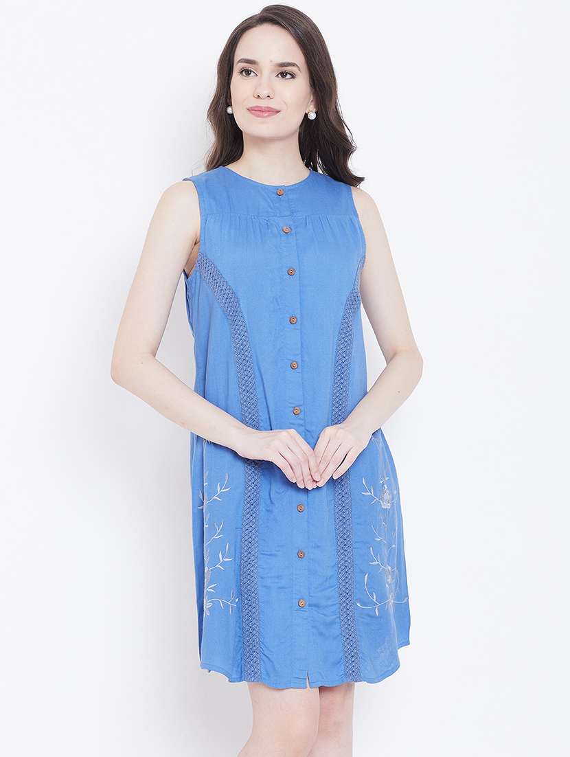 round neck button up a-line dress  - 16792478 -  Standard Image - 2