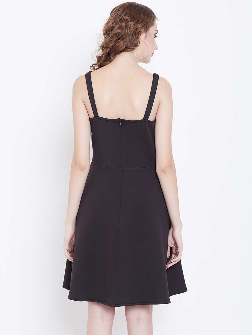 women's fit & flare solid dress - 16792496 -  Standard Image - 2