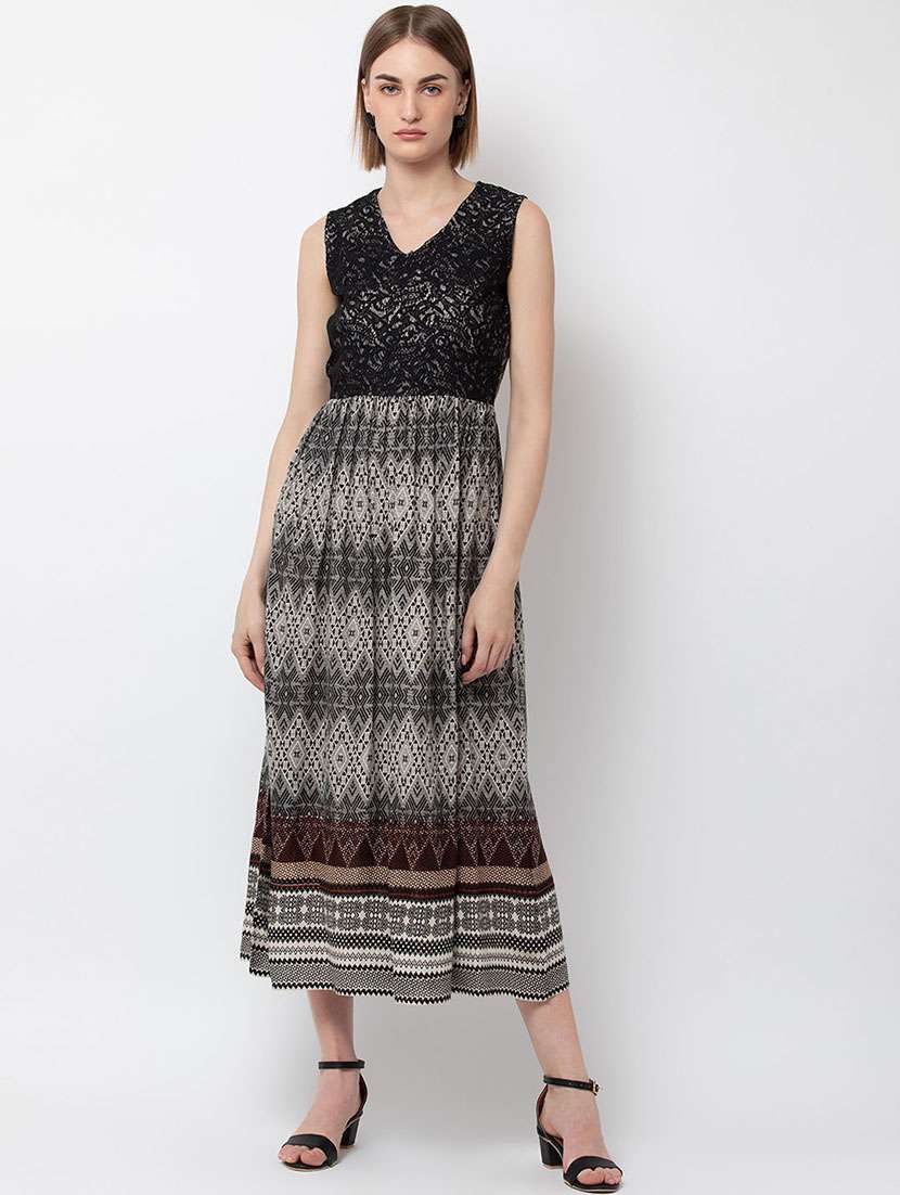 women's fit & flare self design dress