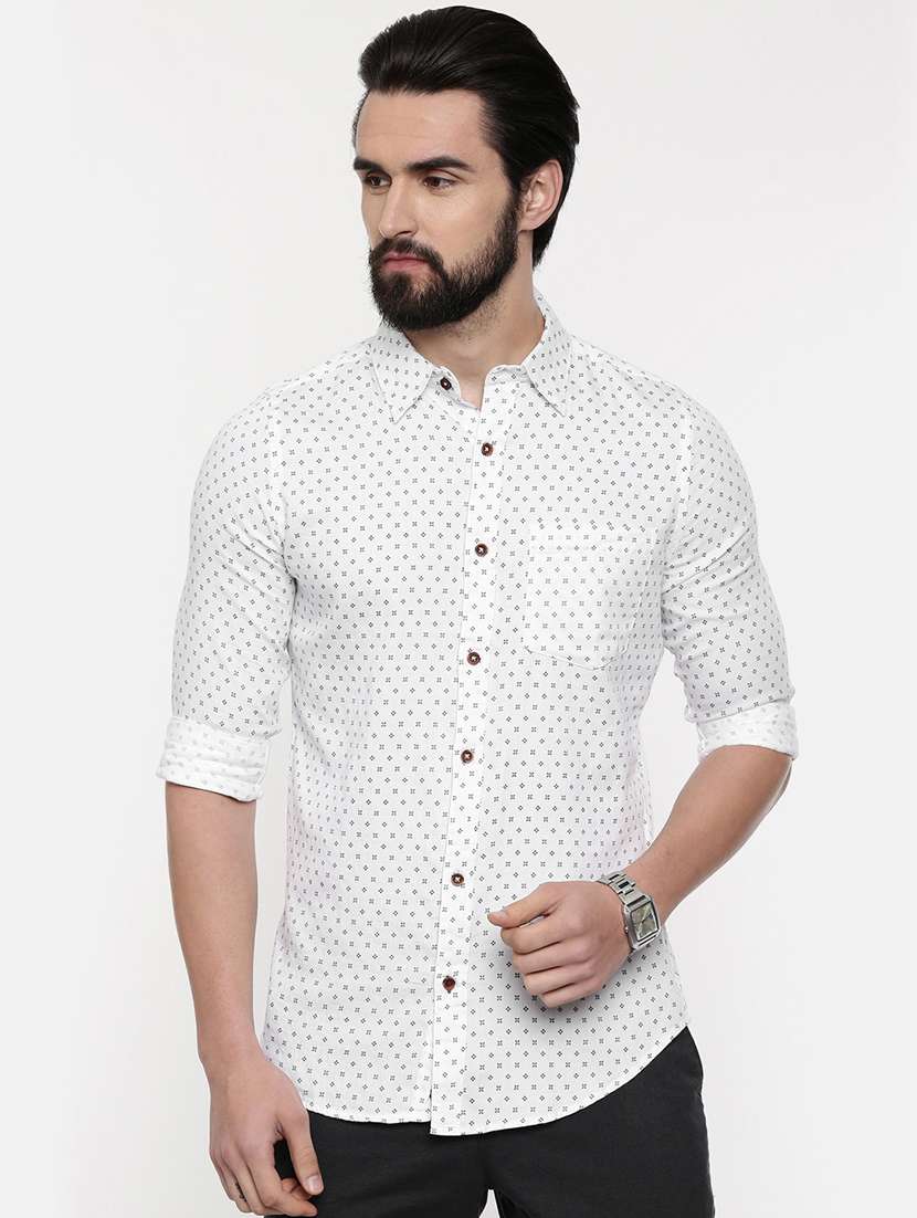 white printed casual shirt