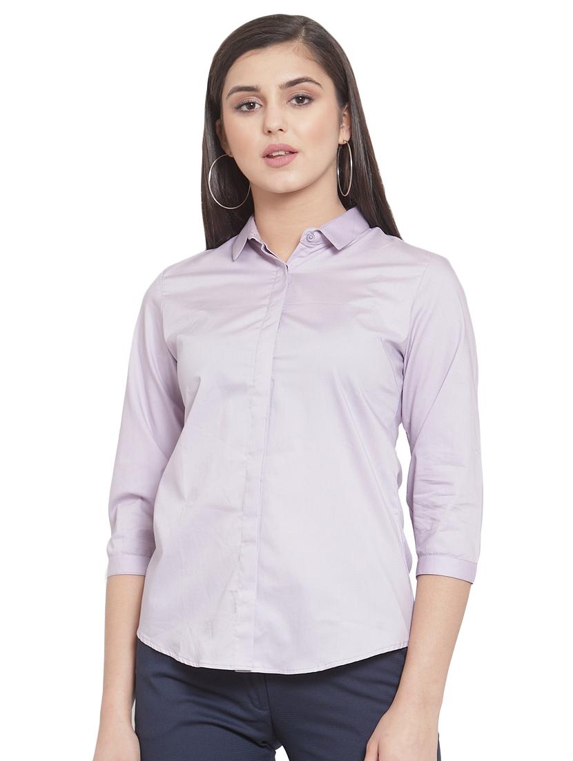 concealed placket solid shirt - 16793288 -  Zoom Image - 0